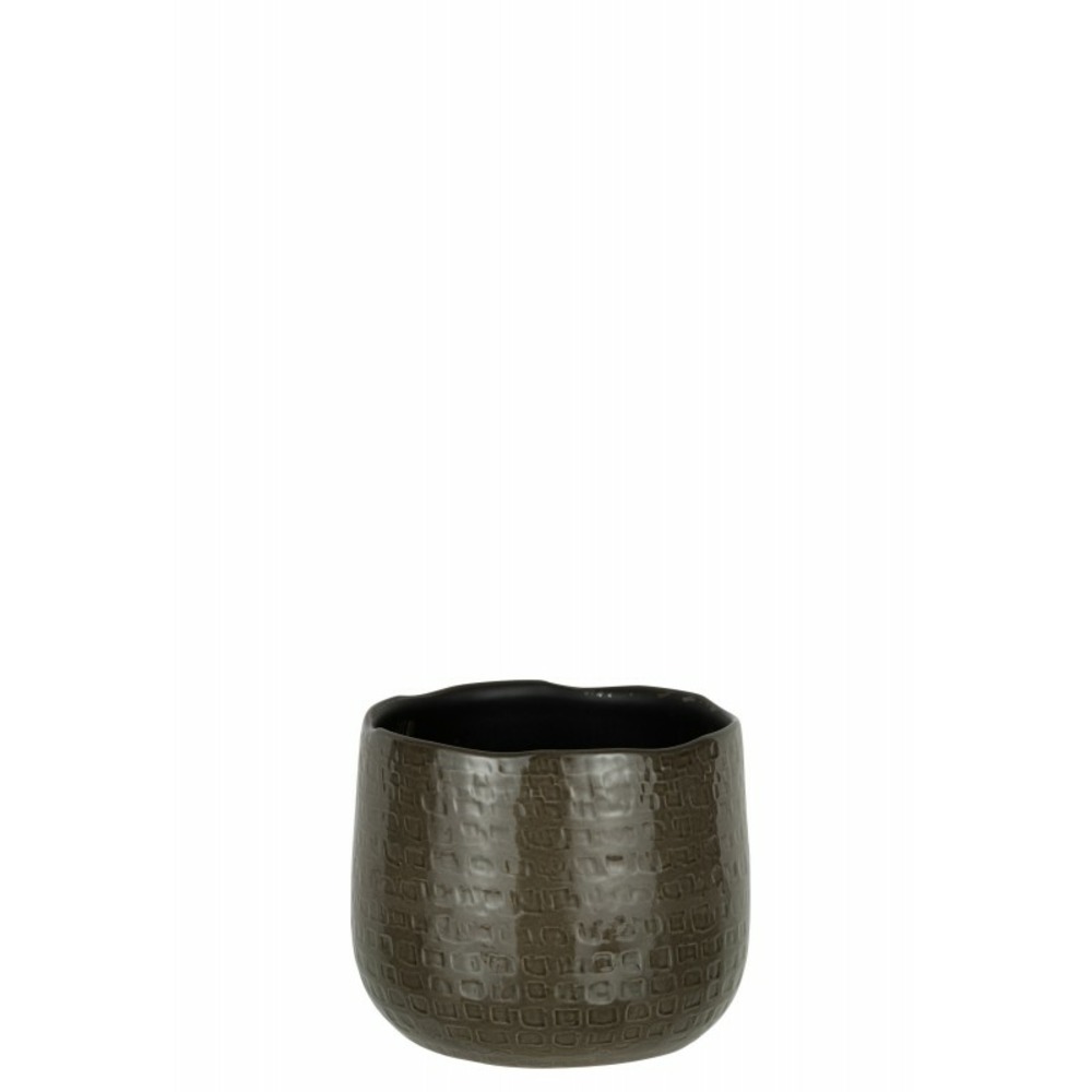 Cache pot à motifs en céramique gris foncé 22x22x18cm