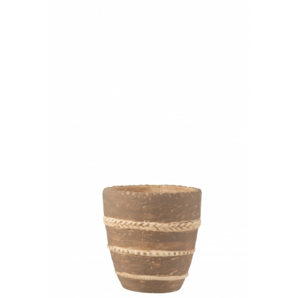 Cache pot en céramique marron 18x18x19.5 cm