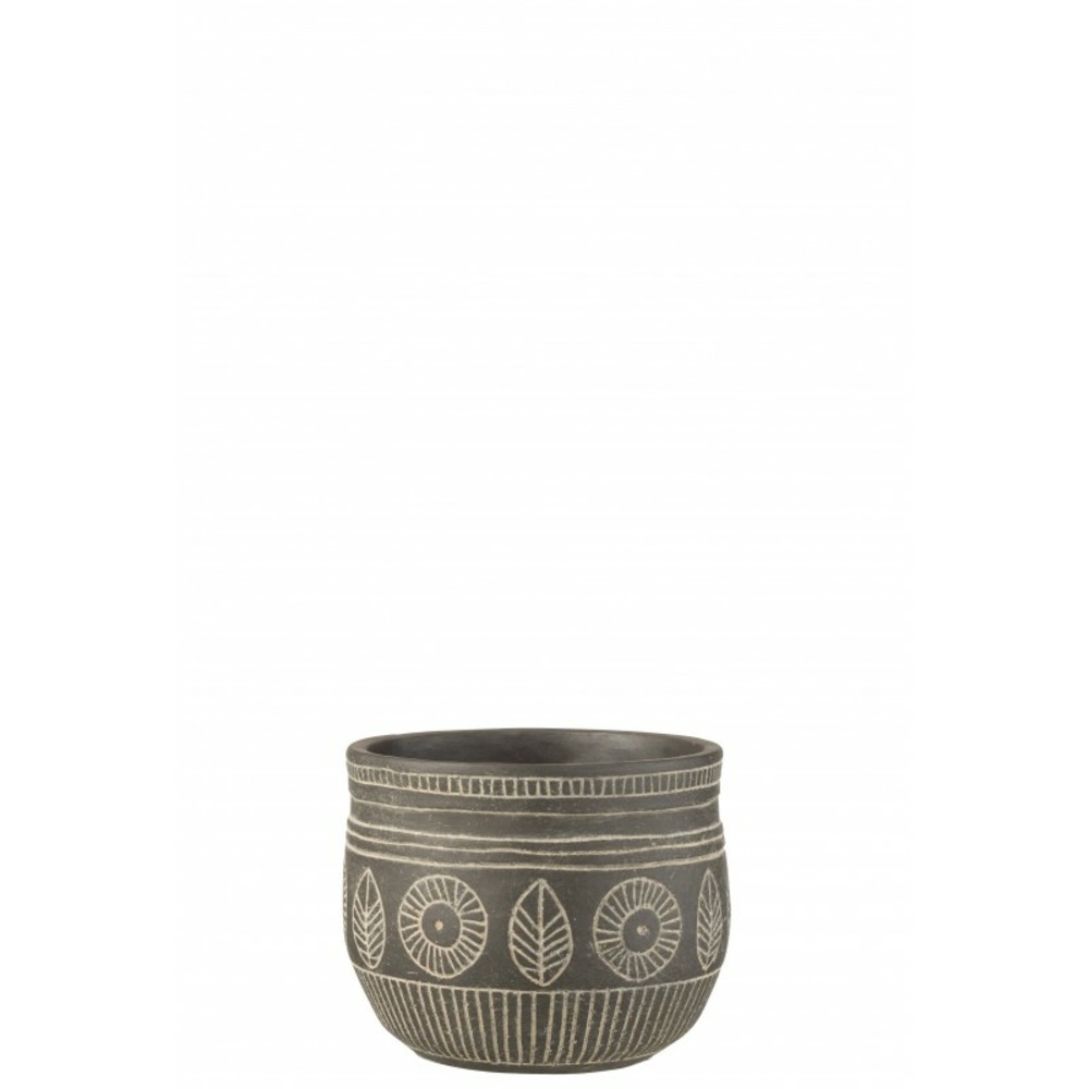 Cache pot en céramique gris 18x18x15 cm