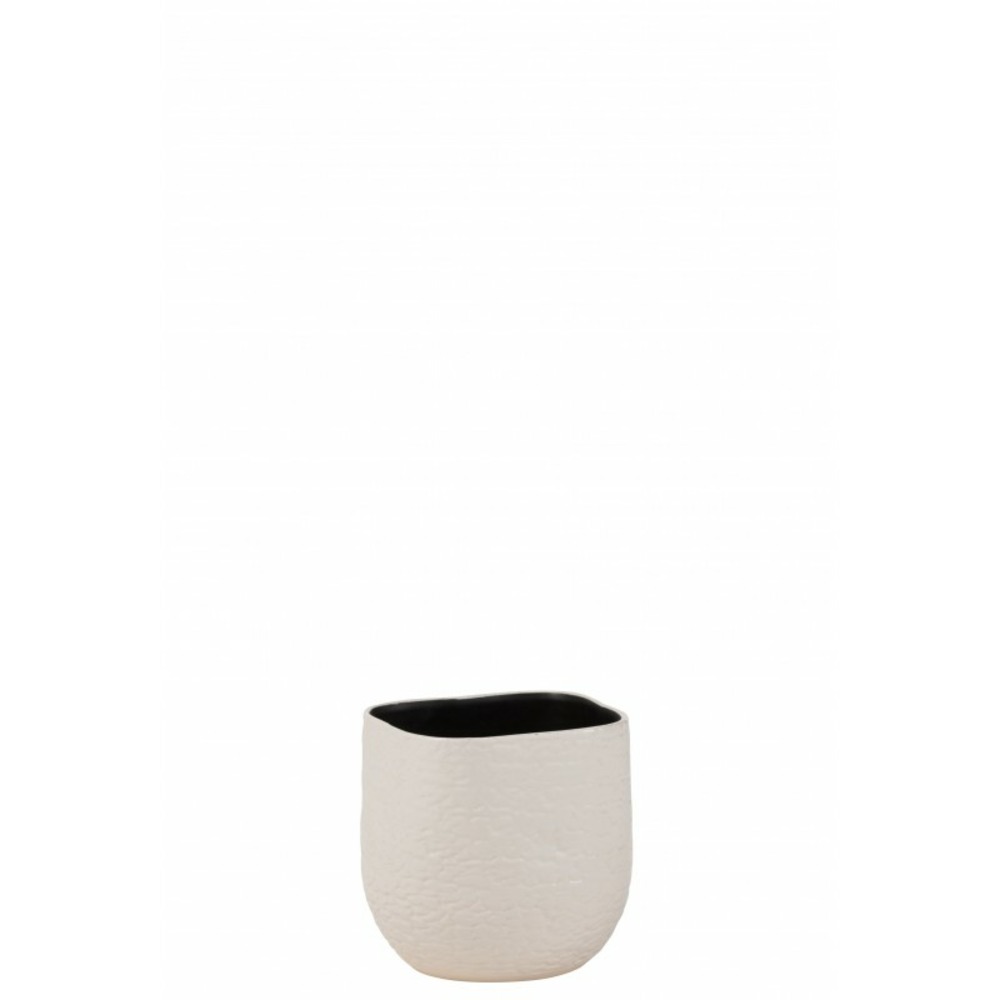 Cache pot en céramique blanc 23x22.5x20.5 cm