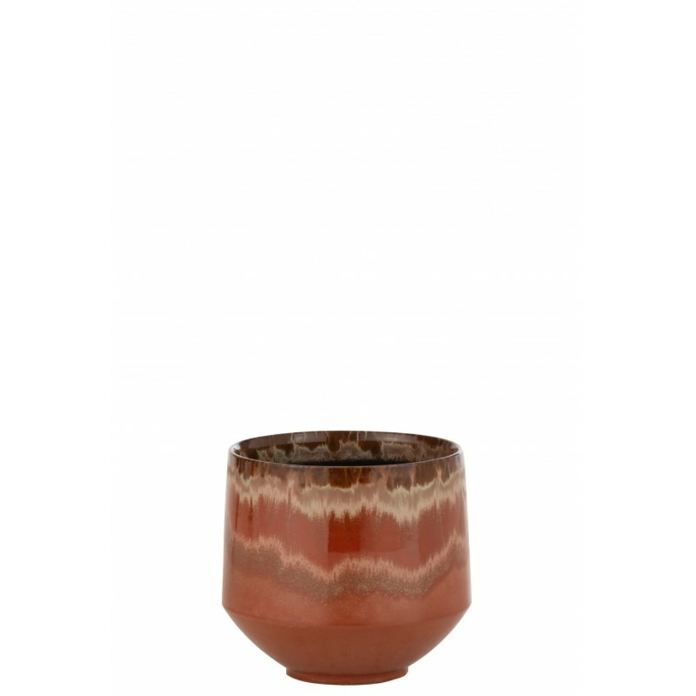 Cache pot en céramique rouge 21x21x20.05 cm