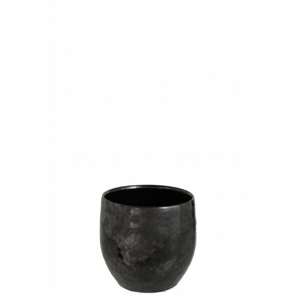 Cache-pot antique en céramique noir 17.5x17.5x18 cm