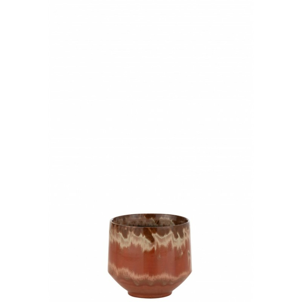 Cachepot en céramique rouge 16x16x16 cm