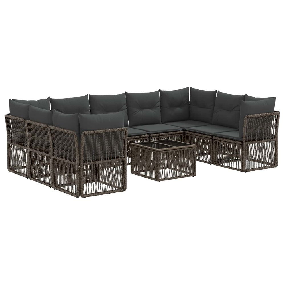 Ensemble de canapé de jardin 10 pc gris polyrotin
