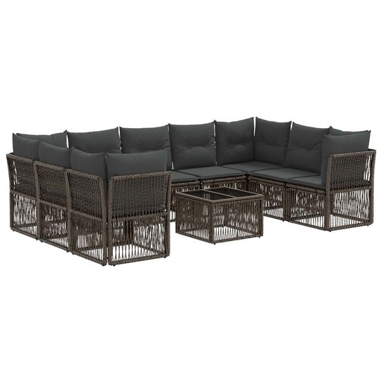 Ensemble de canapé de jardin 10 pc gris polyrotin