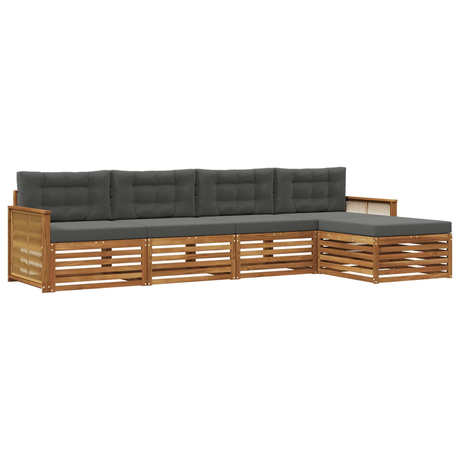 Ensemble de canapés d'extérieur 5 pcs naturel et anthracite