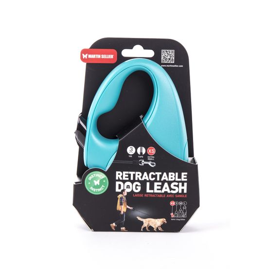 Martin sellier - laisse enrouleur sangle rétractable pour chiens - logo réfléchissant - collection instinct