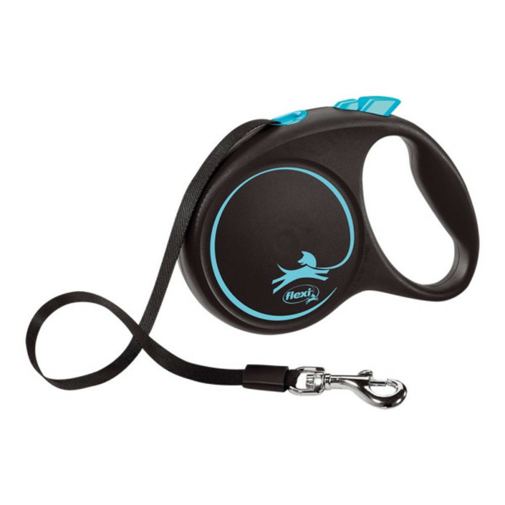 Laisse pour chien black design 5 m bleu taille m