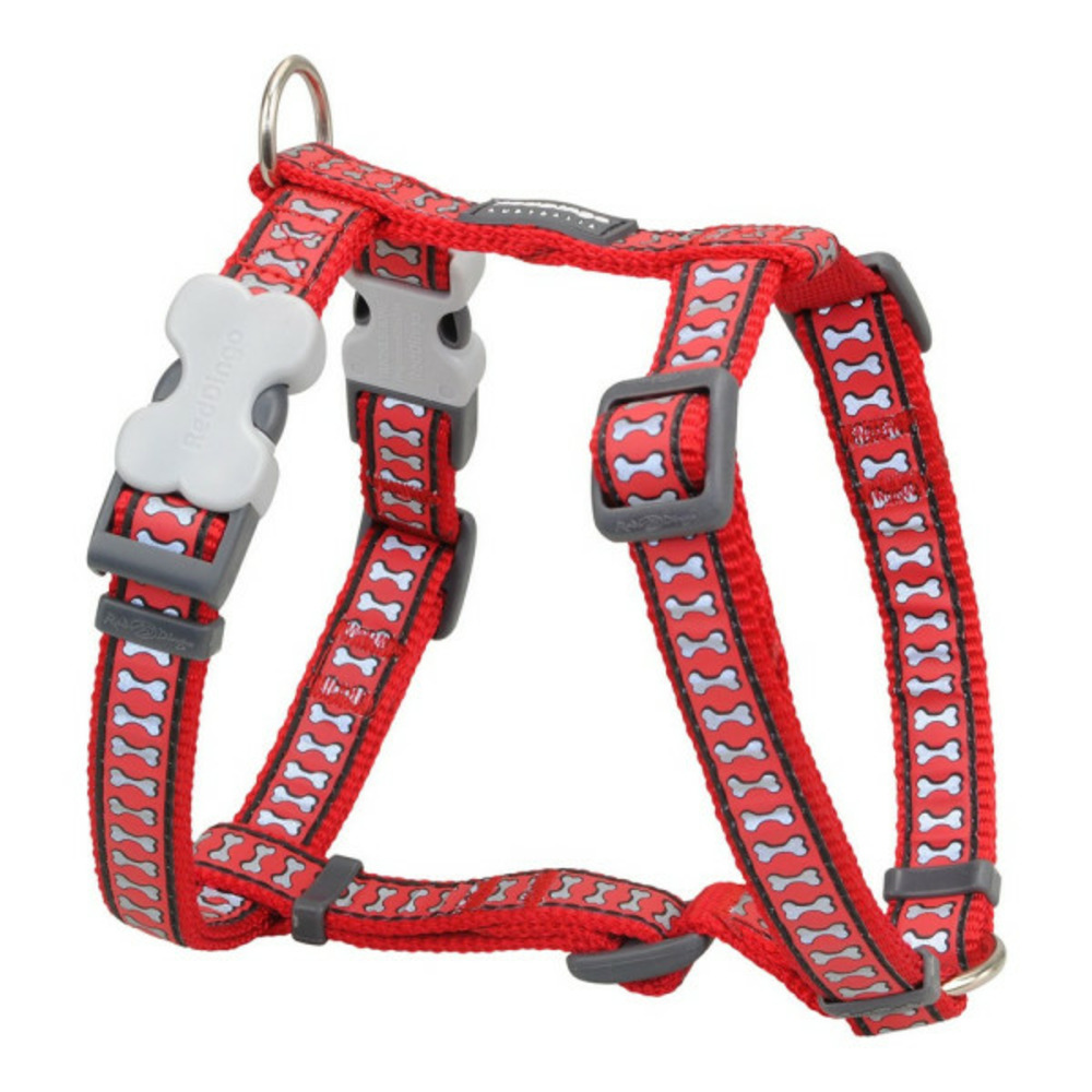 Harnais pour chien os réfléchissant 46-76 cm rouge