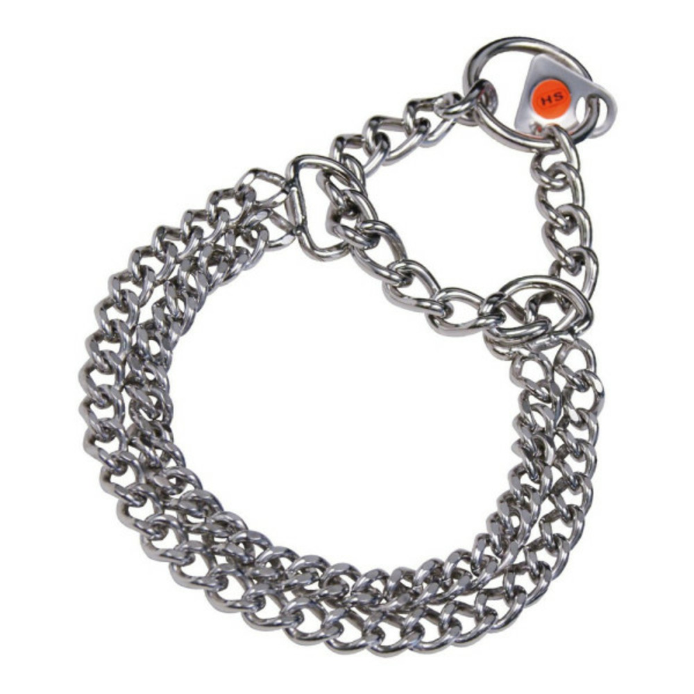 Collier pour chien argenté 2 mm double maillons (55 cm)