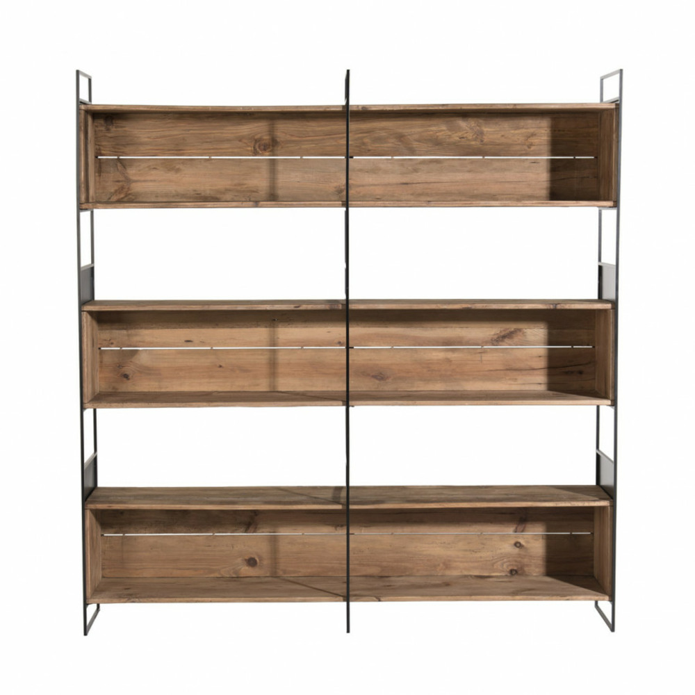 Etagère niche 3 niveaux en pin recyclé et métal noir