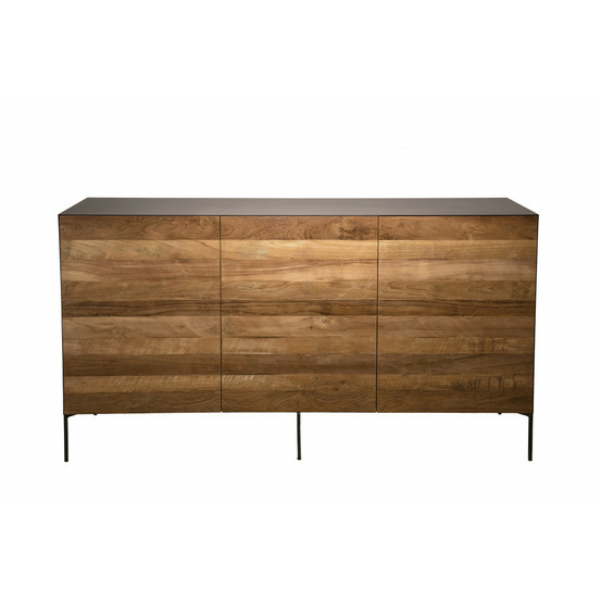 Buffet 3 portes en teck recyclé métal et pieds métal gris anthracite