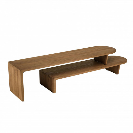 Meuble tv modulable en bois de teck recyclé naturel l160