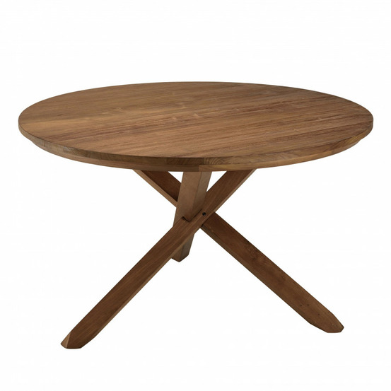 Table à manger ronde en bois de teck recyclé d130