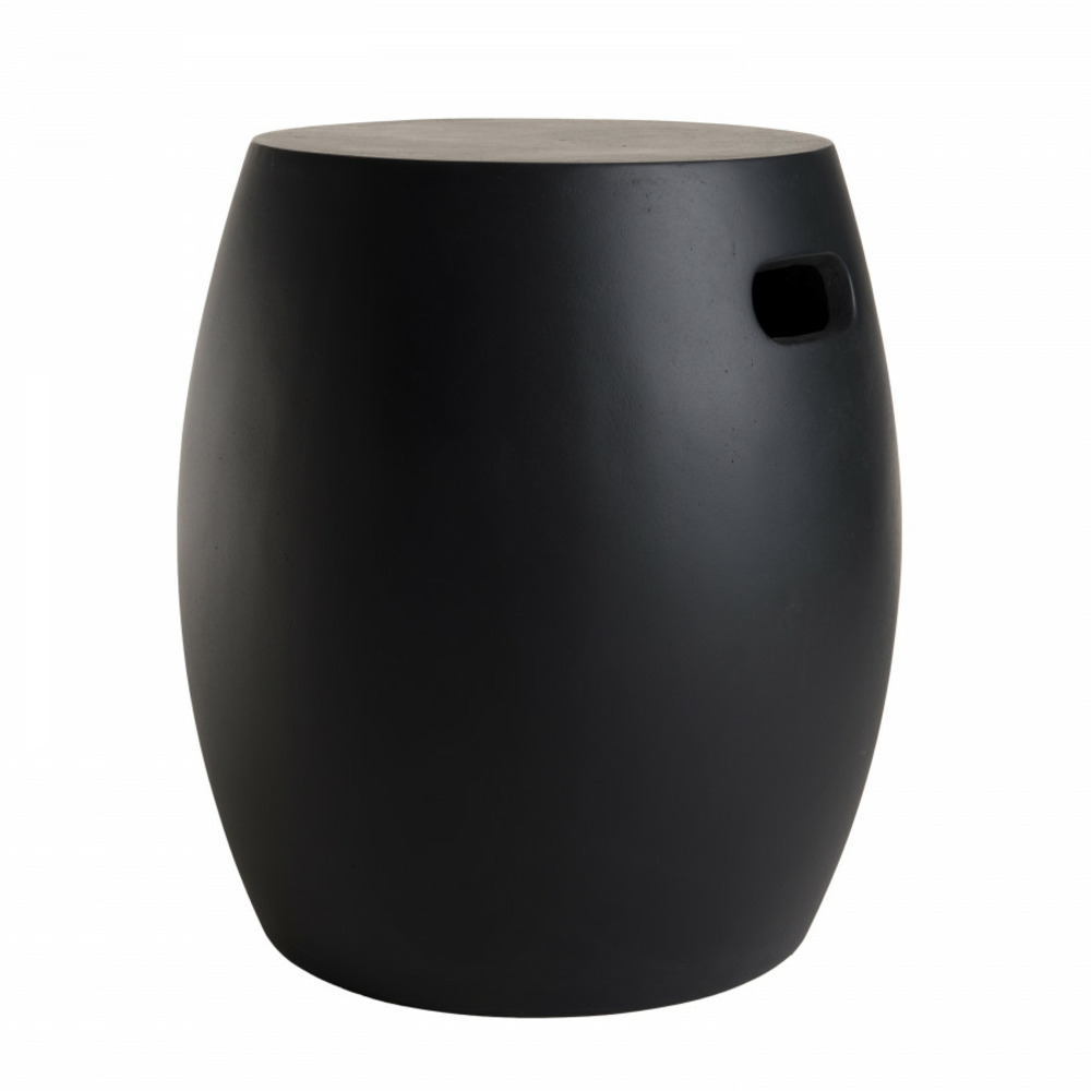 Table d'appoint de jardin noire et ronde en béton d43 cm