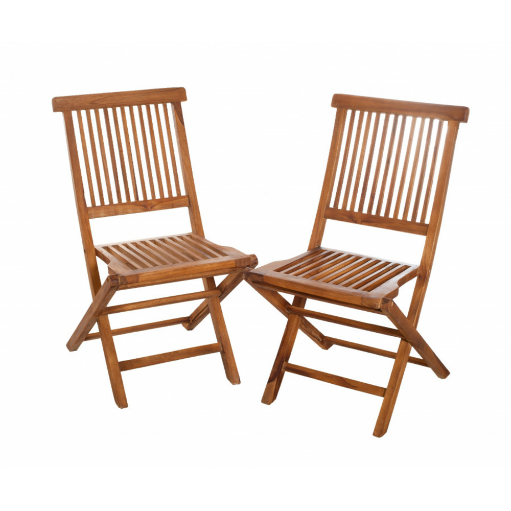 Ensemble de 2 chaises de jardin en teck huilé