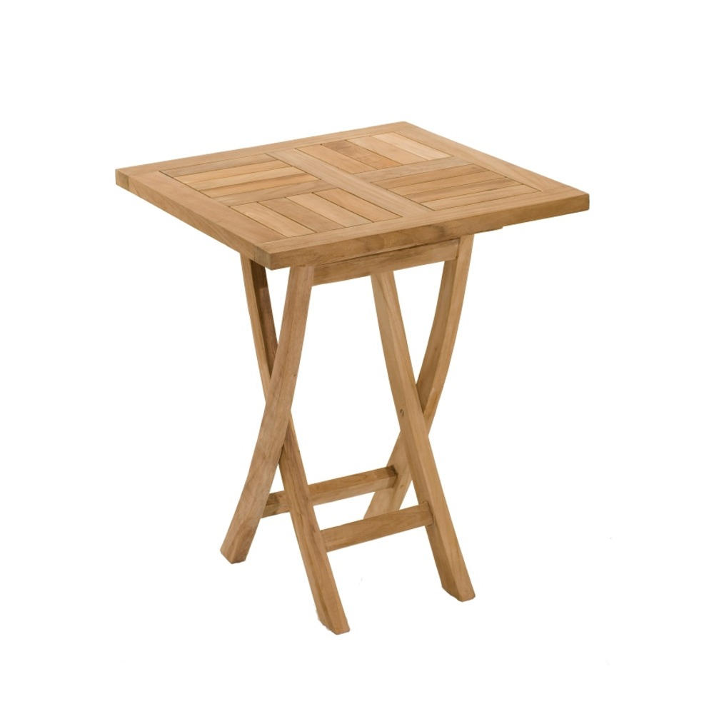 Table de jardin carrée pliante 2 personnes l. 60 cm en teck