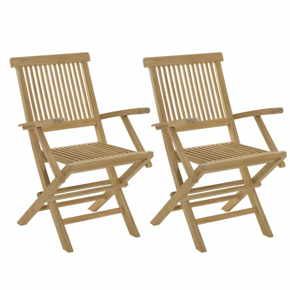 Ensemble de 2 fauteuils de jardin en bois teck