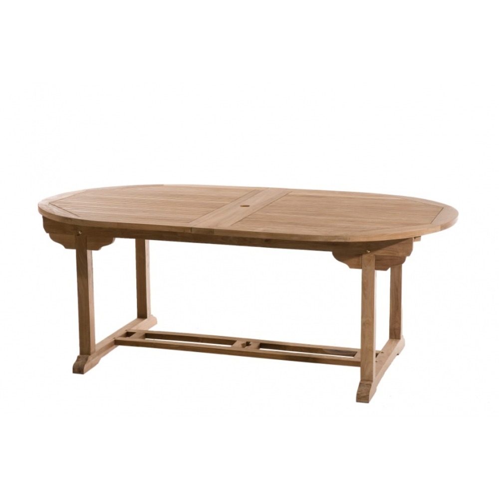 Table de jardin 10/12 pers. Double extension en teck l 300cm