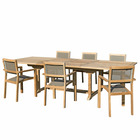 Table de jardin et chaises en teck et textilene 10/12 personnes