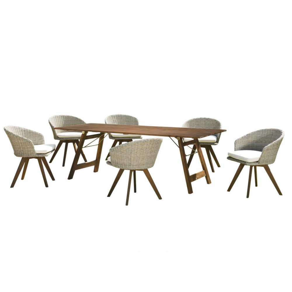 Table de jardin et chaises en acacia 6/8 personnes