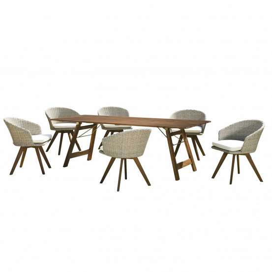 Table de jardin et chaises en acacia 6/8 personnes