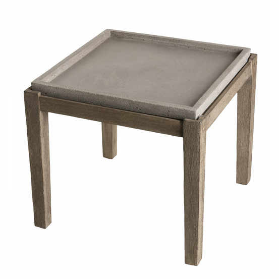 Table d'appoint de jardin carrée béton et acacia l53 cm