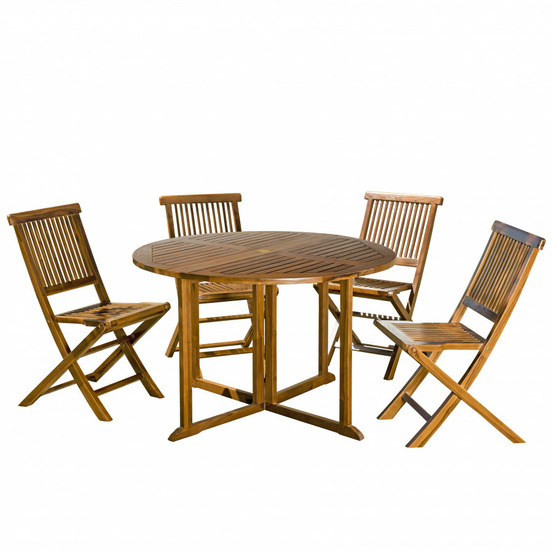 Table de jardin et chaises en teck huilé 4/5 personnes