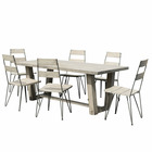 Table de jardin et chaises en teck teinté grisé et métal 6/8 personnes