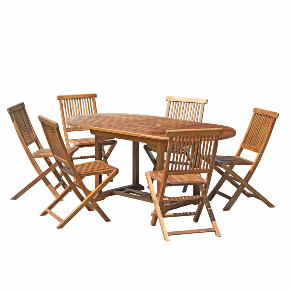 Table de jardin et chaises en teck huile 4/6 personnes