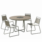Table de jardin et chaises en teck teinté grisé 4/6 personnes