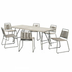 Table de jardin et chaises en cordage synthetique, métal 6/8 personnes