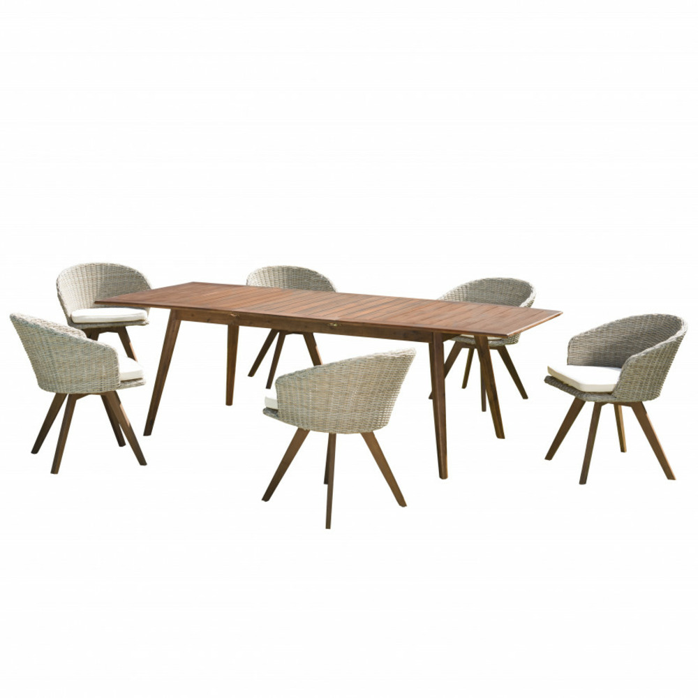 Table de jardin et chaises en acacia 8/10 personnes