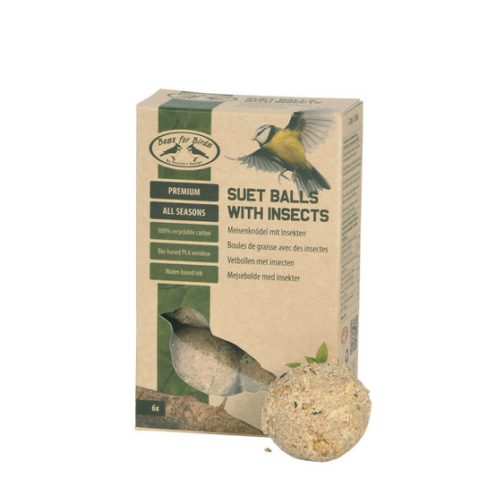 Lot de 6 boules de graisse avec insectes pour oiseaux