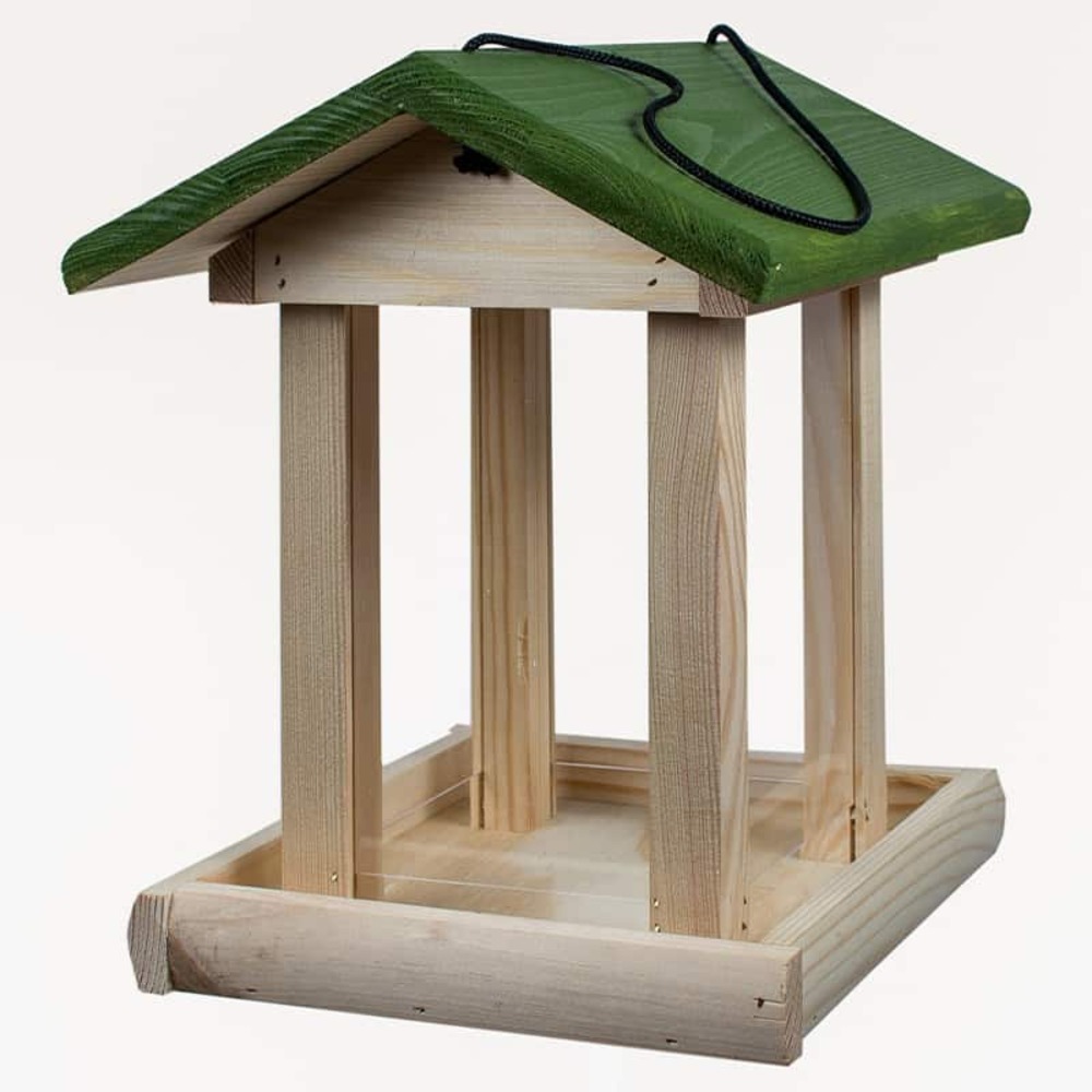 Mangeoire à oiseaux sur pied en bois de sapin - 33x30x105cm