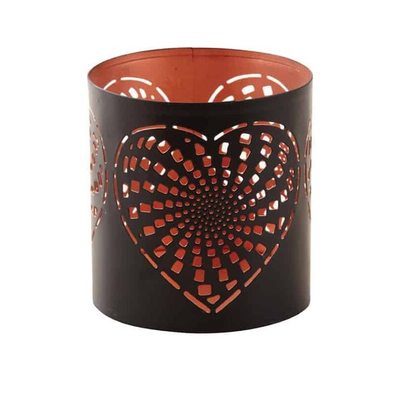 Photophore métal c urs noir et or