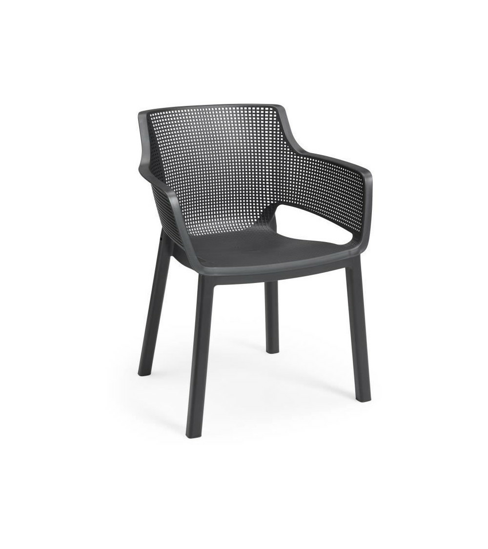 Lots de 6 fauteuils monoblocs - empilables en résine de synthese - forme cabriolet - finition 3d (mesh) -co - allibert by