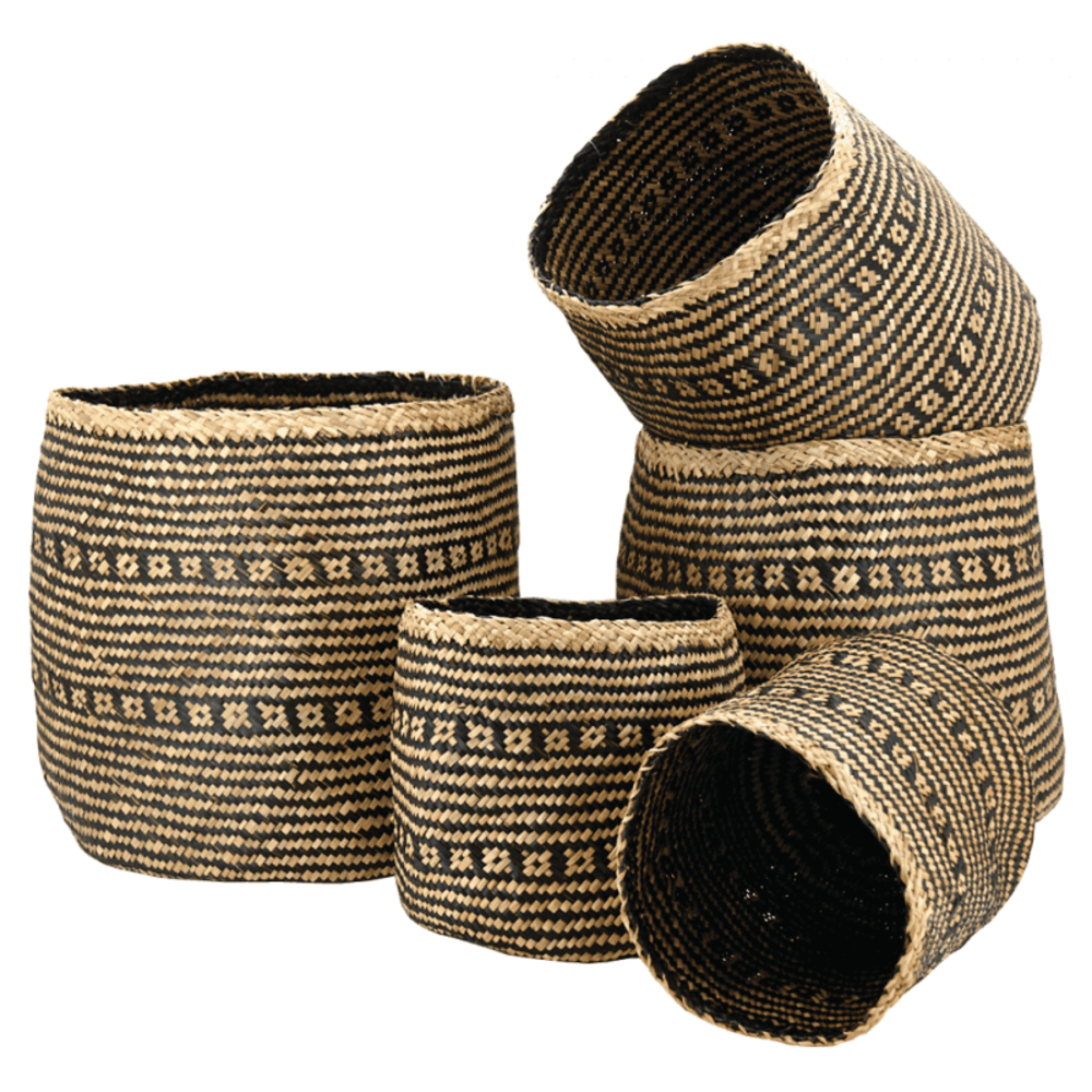 Grand cache pot jonc de mer teinté pot de 38 cm