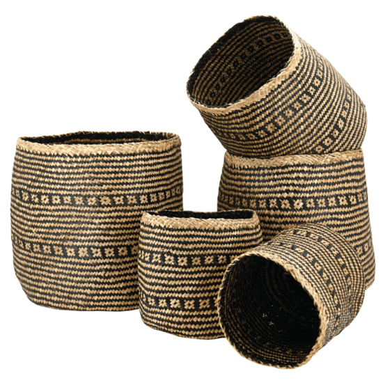 Cache pot jonc de mer teinté pot de 28 cm