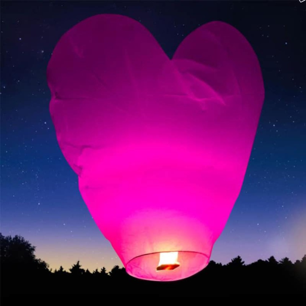 Lanterne volante coeur rose (x1)