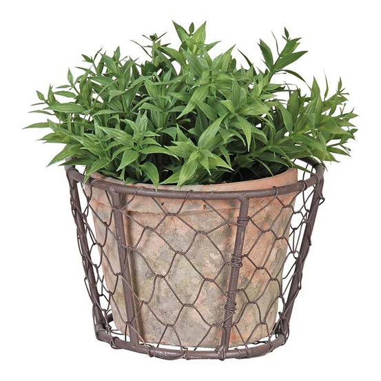 Cache pot métal et pot en terre cuite