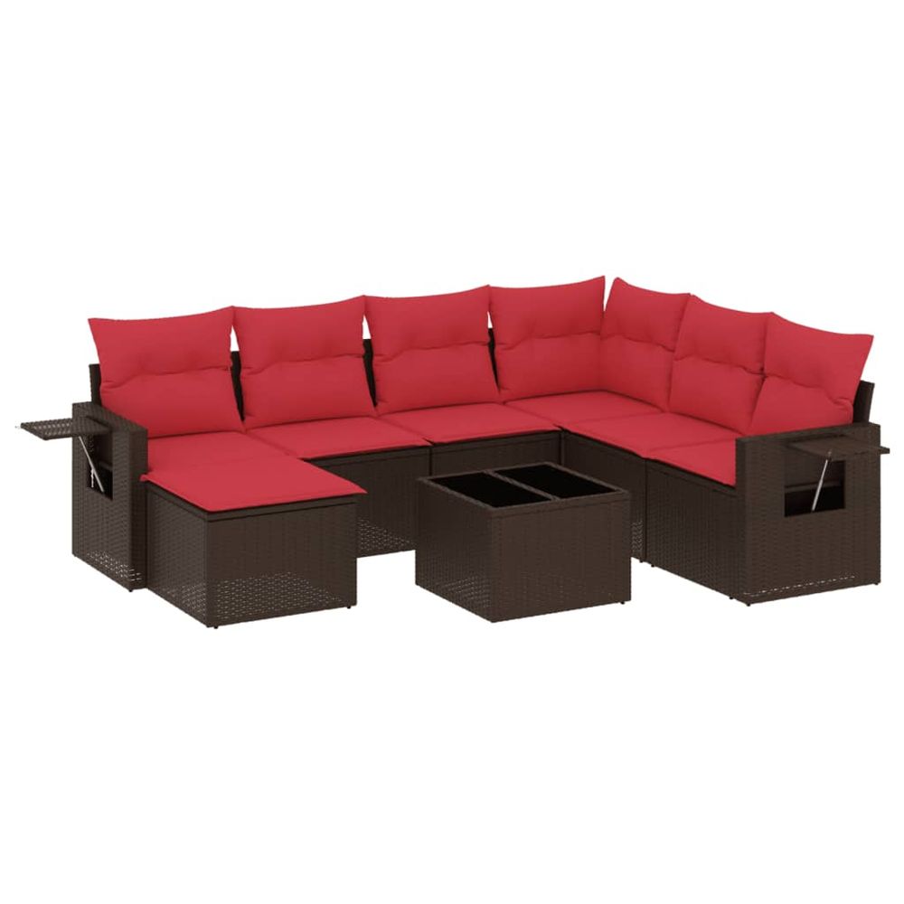 Ensemble de canapé de jardin 8 pcs avec coussins marron