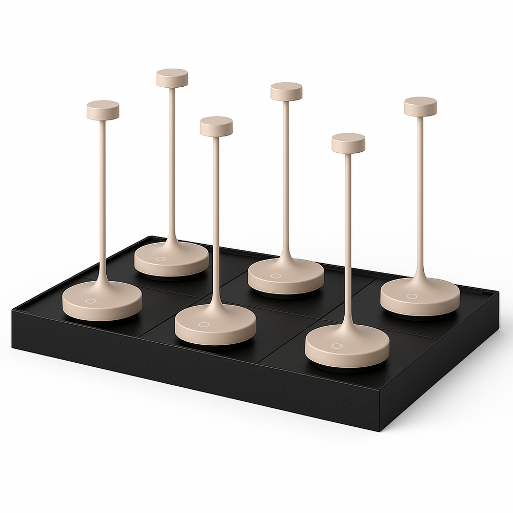 6 lampes avec plateau de chargement ruby crème aluminium h25 cm