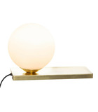 Lampe boule blanche sur socle doré h 17 cm