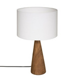 Lampe à poser pied en bois et abat-jour blanc h 46 cm