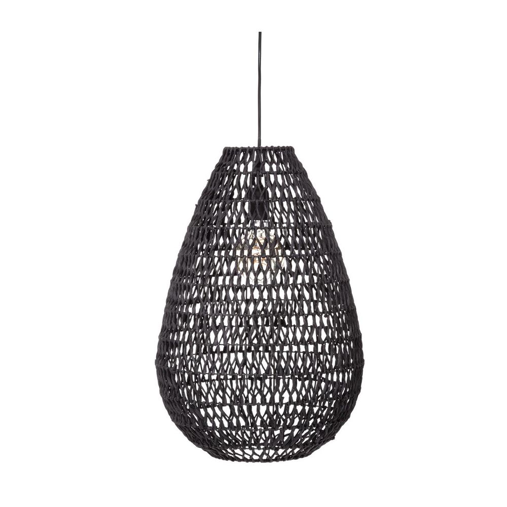 Luminaire suspension en métal & papier d 37.5 cm noir
