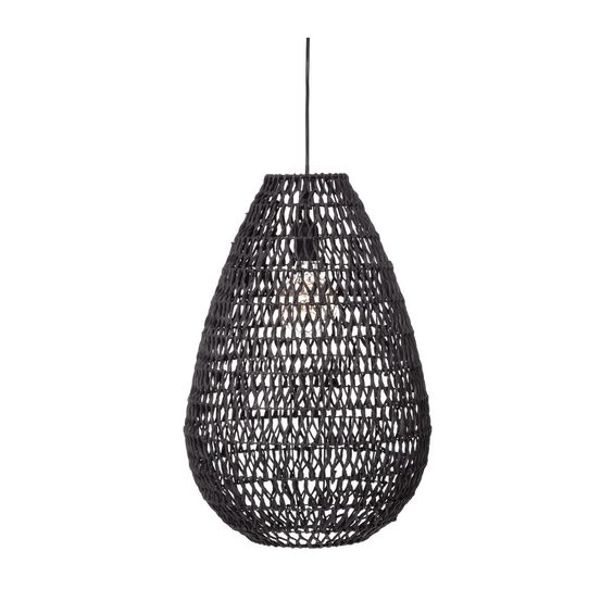 Luminaire suspension en métal & papier d 37.5 cm noir