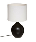 Lampe à poser en céramique noire et abat jour blanc h 51.5 cm