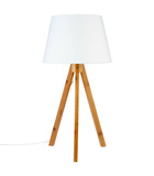 Lampe à poser pied en bambou et abat-jour blanc h 55 cm