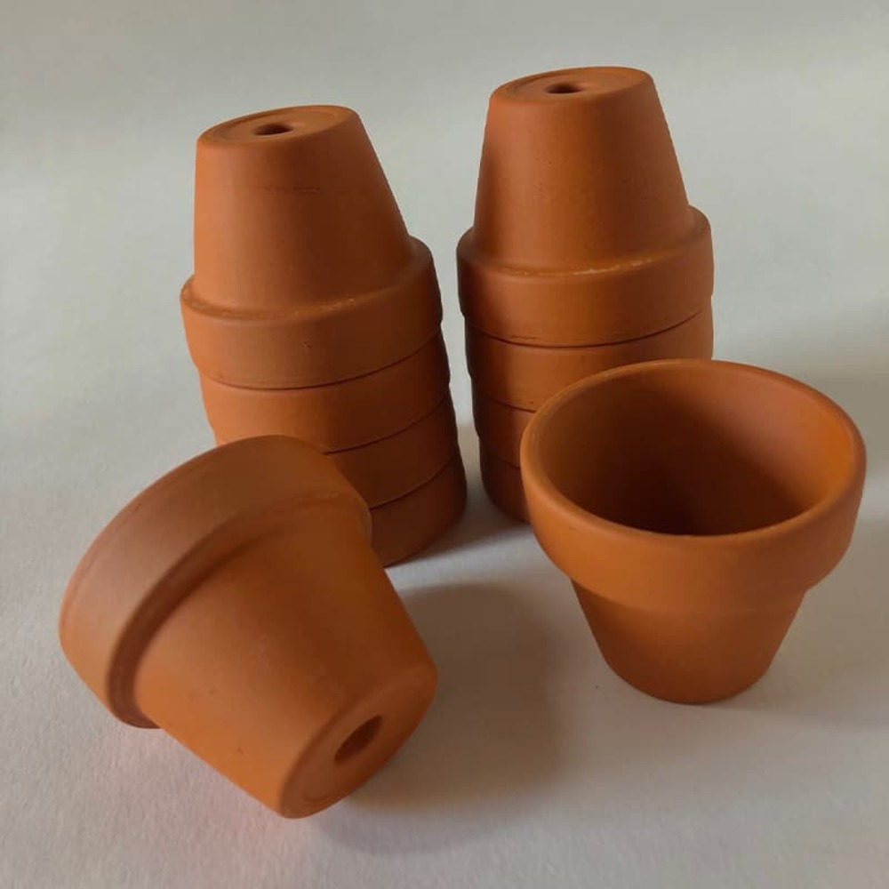Lot de 10 mini-pots en terre cuite h. 4 cm